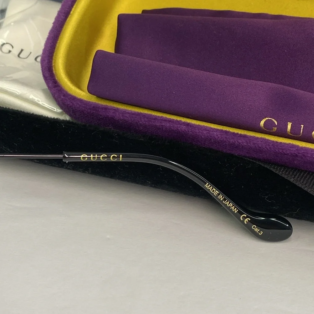 New Authentic Gucci Black Aviator Sunglasses GG0908S-004 65